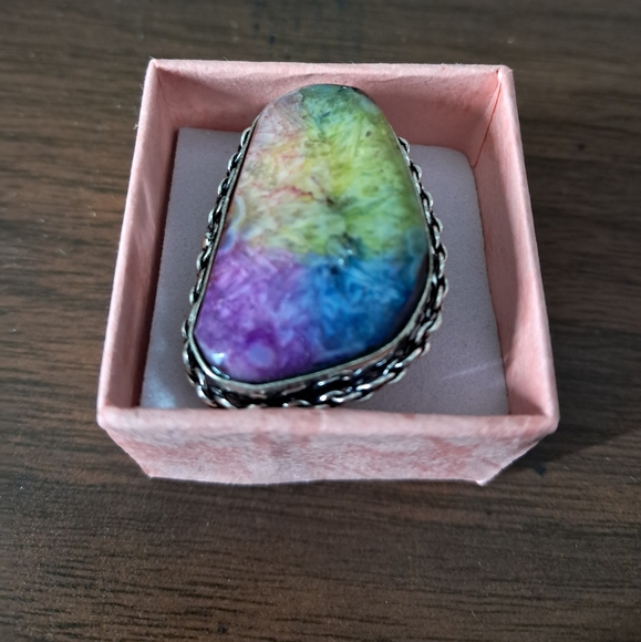 Rainbow Quartz Druzy Ring Size 7.5 - Picture 13 of 16